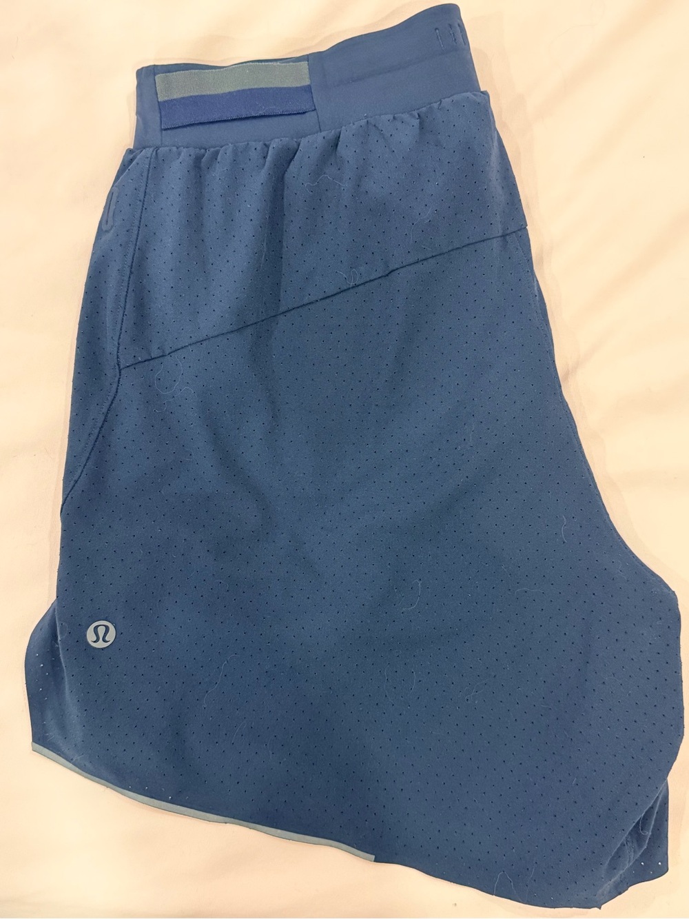 lululemon athletica Men’s Navy Blue Perforated Athletic Shorts